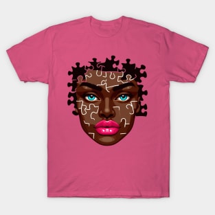 Afrocentric Woman Face Puzzle T-Shirt